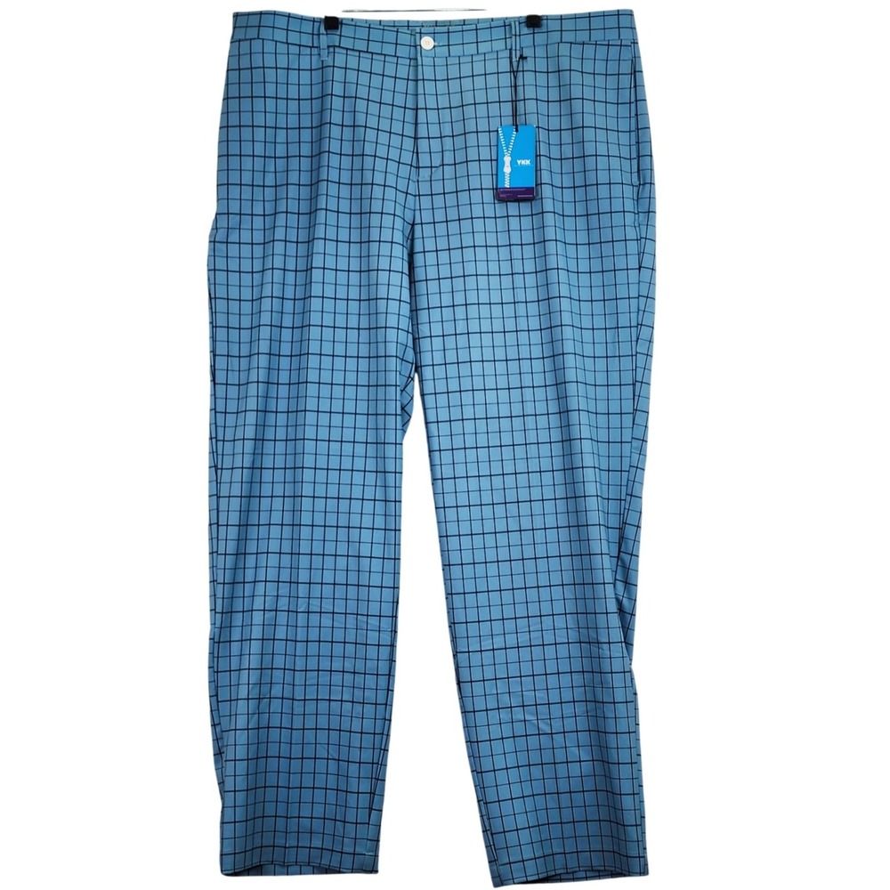 Lesmart Golf Trousers Mens 42 Blue Windowpane Plaid Preppy Sporty Golfcoore